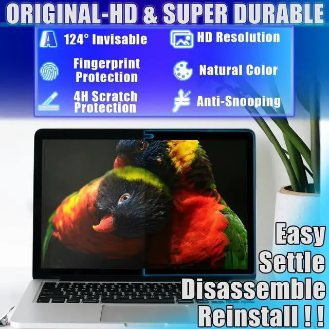 Alt view image 4 of 5 - RVAPU for Macbook Pro 16 inch Privacy Screen Protector Removable Anti Glare Peeping Anti Blue Light Privacy Filter Shield for Mac 16.2 Inch (2021-2024) Laptop