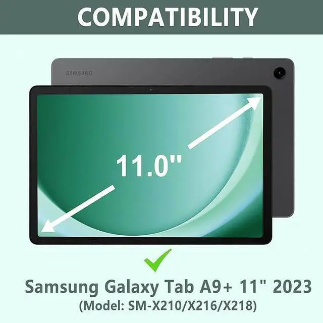 Alt view image 2 of 5 - Galaxy Tab A9 Plus Case with Keyboard 5G 11 Inch 2023 (SM-X210/X216/X218), 7 Color Backlit Detachable Tablet Keyboard Cover with S Pen Holder for Samsung Galaxy Tab A9+ 11" (Dark Green)