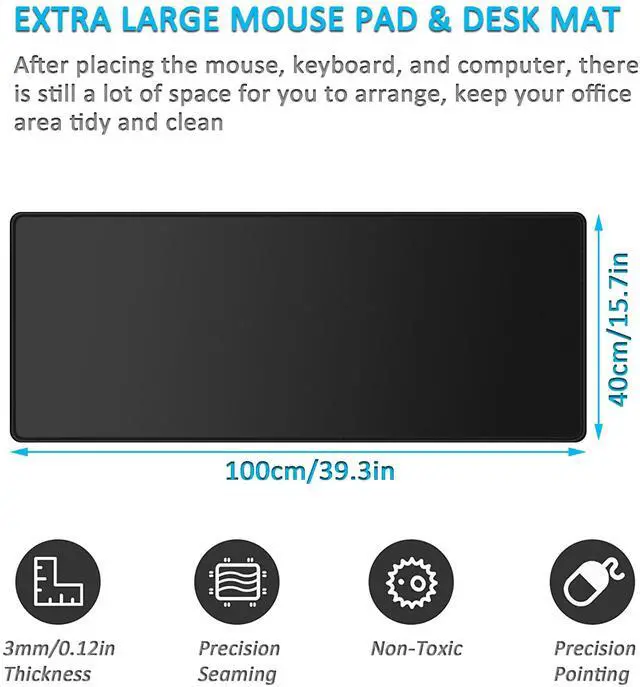 Alt view image 2 of 5 - LL-COEUR Black XXL Computer Mouse Pad 39.3x15.7x0.12inch, Oversized Keyboard Mousepad with Anti-Slip Base for Gaming, Home, Office (39.3"x15.7"x0.12")
