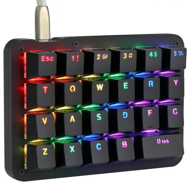 Main image of Koolertron One Handed Macro Mechanical Keyboard, RGB LED Backlit Portable Mini One-Handed Mechanical Gaming Keypad 23 Fully Programmable Keys Red Switches (RGB Backlit/Red switches)