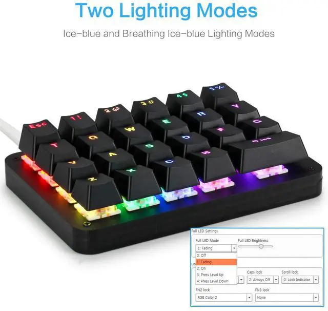 Alt view image 4 of 5 - Koolertron One Handed Macro Mechanical Keyboard, RGB LED Backlit Portable Mini One-Handed Mechanical Gaming Keypad 23 Fully Programmable Keys Red Switches (RGB Backlit/Red switches)