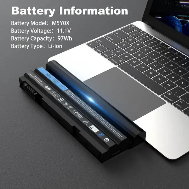 Alt view image 2 of 5 - 97Wh M5Y0X T54FJ 9 Cell Laptop Battery for Dell Latitude E6430 E5430 E6420 E5420 E5530 E6530 E5520 E6520 E6540 E6440 8858X 4420 N3X1D NHXVW M5YOX 2P2MJ T54F3 M521R PRV1Y N4420 N5420 911MD M421R