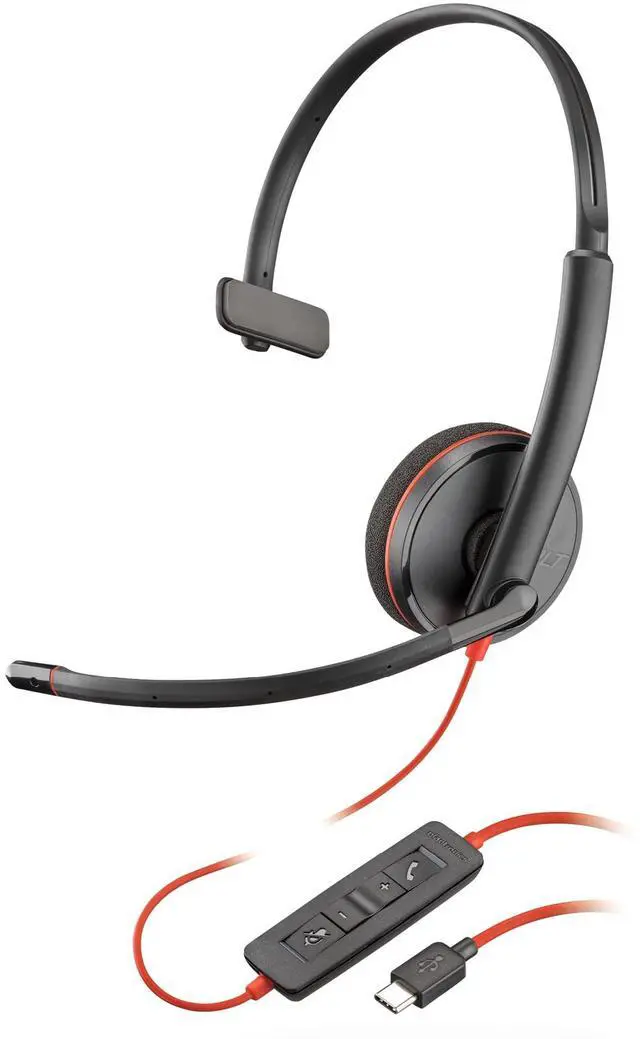 Main image of Poly Blackwire 3210 Wired Headset (Plantronics) - Noise-Canceling Mic - Single-Ear Design - Connect to PC/Mac via USB-C or USB-A - Works w/Teams, Zoom - Amazon Exclusive
