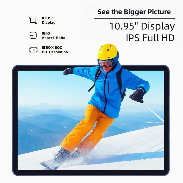 Alt view image 3 of 5 - Android 15 Tablet, 11 Inch Tablets, Android Tablet for Adults with Case, 12GB RAM 128GB ROM (1TB Expandable), T606 Octa-Core, 8000mAh Battery, 5G WiFi, 13MP Camera, 18W Fast Charging