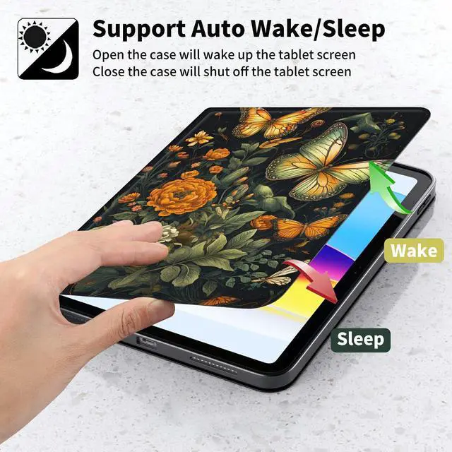 Alt view image 3 of 5 - TSNJTBDL Case for Amazon Kindle Fire Max 11 (13th Generation, 2023 Release) 11 Inch Butterfly Flowers Pattern Durable Premium PU Leather Adjustable Stand Cover with Auto Wake/Sleep