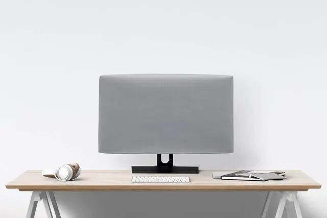 Alt view image 5 of 5 - Computer Monitor Dust Cover - 22 to 24 Inch LCD Flat Screen HD Protector [Antistatic, Water Resistant, Heavy Duty Fabric, Silver] by DigitalDeckCovers