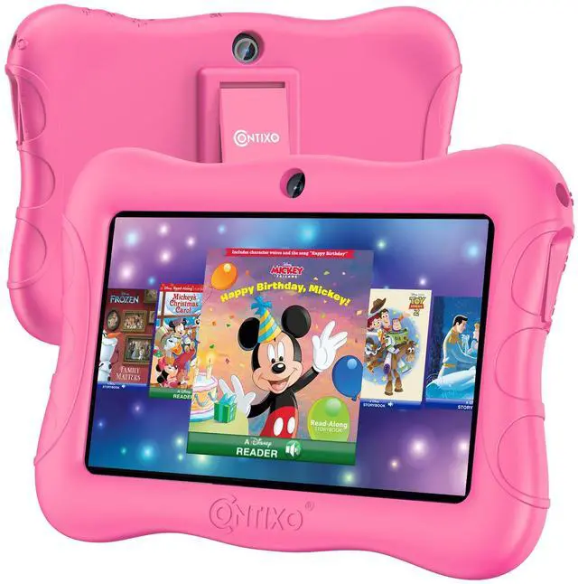 Main image of Contixo 7" Kids Tablet - 32GB Android Learning Tablet w/Exclusive 50+ Disney Storybooks (Value $200), WiFi, Parental Controls, Kid-Proof Case & Kickstand,for Ages 3-10 - Pink