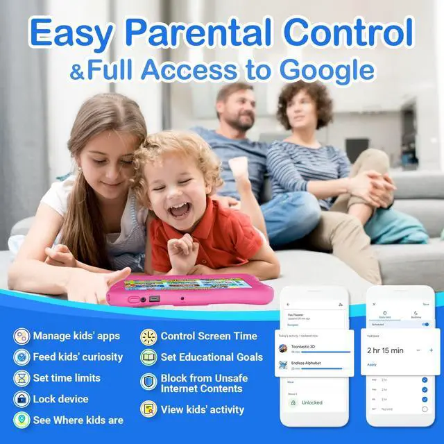 Alt view image 4 of 5 - Contixo 7" Kids Tablet - 32GB Android Learning Tablet w/Exclusive 50+ Disney Storybooks (Value $200), WiFi, Parental Controls, Kid-Proof Case & Kickstand,for Ages 3-10 - Pink