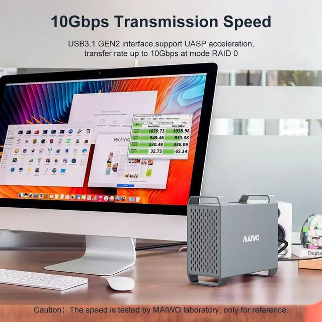 Alt view image 4 of 5 - MAIWO Dual Bay RAID Enclosure for 2.5/3.5" SATA Drive with Cooling Fan, USB-C 3.1 SATAEnclosure for 48TB Capacity Expansion, 4 RAIDsMode(1/0/JBOD/NORMAL)