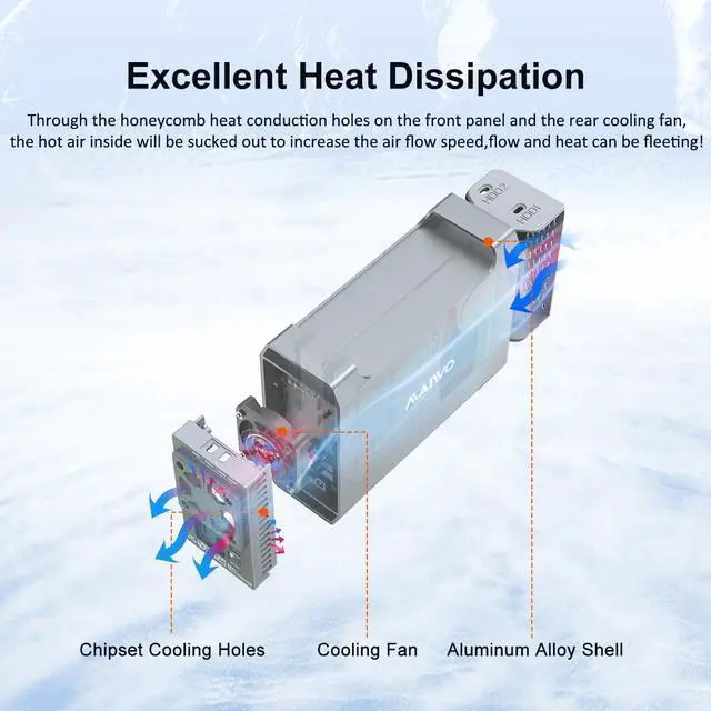 Alt view image 2 of 5 - MAIWO Dual Bay RAID Enclosure for 2.5/3.5" SATA Drive with Cooling Fan, USB-C 3.1 SATAEnclosure for 48TB Capacity Expansion, 4 RAIDsMode(1/0/JBOD/NORMAL)