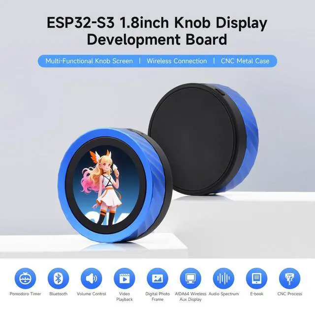Alt view image 3 of 5 - waveshare ESP32-S3 1.8inch Knob Display Development Board, Multi-Functional Knob Screen, Capacitive Touch, 2.4GHz Wi-Fi and Bluetooth Wireless Connection, No BAT