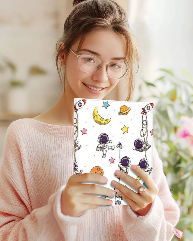 Alt view image 3 of 5 - Wazzasoft for iPad Air 13 inch Case Keyboard M2/M3, for iPad Pro 12.9 Case with Keyboard Pencil Holder Folio Women Girls Cute Kawaii for Apple Tablet Cover Air 13, Pro 12.9 inch, Astronaut