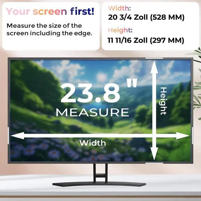 Alt view image 2 of 5 - [2 Pack] 23.8 Inch Computer Privacy Screen Filter for Monitor 16:9 Aspect Ratio, Eye Protection Anti Blue Light Privacy Shield and Anti-Glare Protector, 23.8inch Removable Anti-Scratch 23.8in Protecto