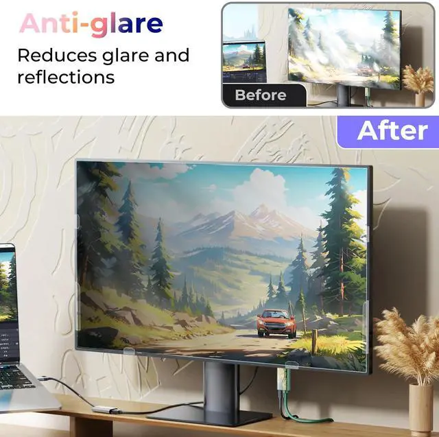 Alt view image 3 of 5 - [2 Pack] 23.8 Inch Computer Privacy Screen Filter for Monitor 16:9 Aspect Ratio, Eye Protection Anti Blue Light Privacy Shield and Anti-Glare Protector, 23.8inch Removable Anti-Scratch 23.8in Protecto