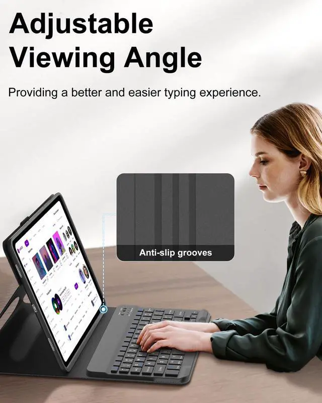 Alt view image 3 of 5 - Pixel Tablet Keyboard Case 11 2023/2024, Rechargeable Detachable Bluetooth Keyboard, Smart Folio Cover with Stylus Pen Holder, Case for Google Pixel Tablet with Stand Support Charging Speaker Dock