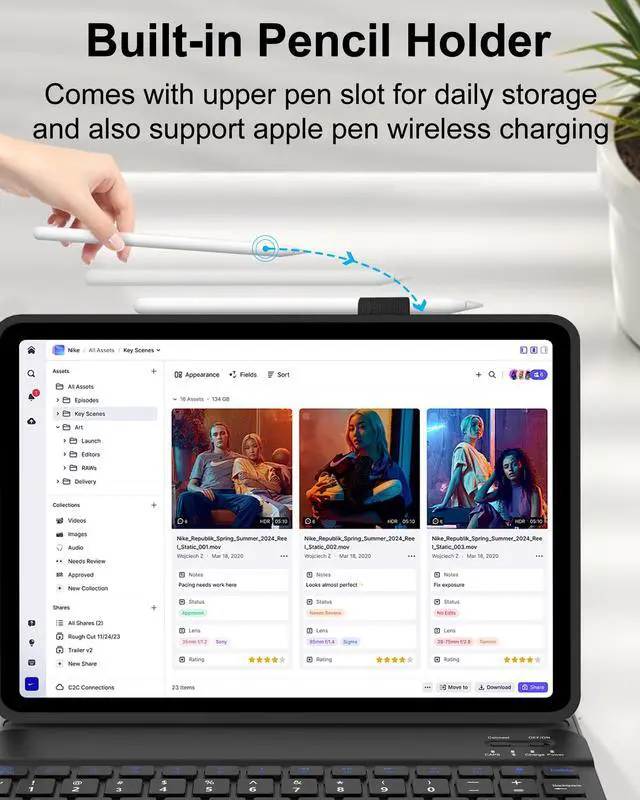 Alt view image 4 of 5 - Pixel Tablet Keyboard Case 11 2023/2024, Rechargeable Detachable Bluetooth Keyboard, Smart Folio Cover with Stylus Pen Holder, Case for Google Pixel Tablet with Stand Support Charging Speaker Dock