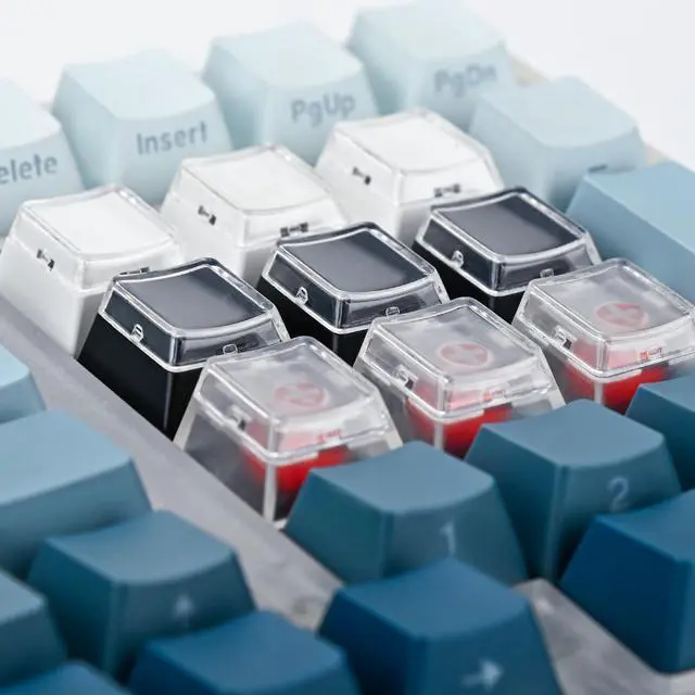 Alt view image 4 of 5 - BTXETUEL Instantly Custom Double-Layer Keycaps with Transparent Cover Cap for DIY Removable Stickers or Scraps of Paper Compatible with Cherry MX Switches (24Pcs-White Botton)