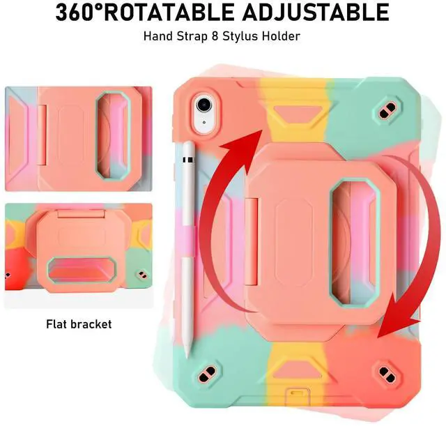 Alt view image 5 of 5 - for iPad (A16) 11th Generation 11 Inch 2025/iPad 10th Generation Case 10.9 Inch 2022 with 360 Rotating Grip Magic Stand,Pen Slot/Key Chain/Shoulder Strap,Case for iPad 10th Gen (Colorful Pink)