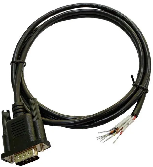 Main image of Compucableplususa.com Best Industrial Serial DB9 D-Sub 9 Pin Male RS232 Serial Cable with Bare Wire - 28 AWG with Black PVC Jacket (Male, 10 Feet)