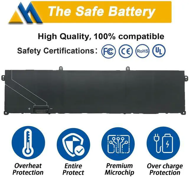 Alt view image 3 of 5 - 6-Cell 90Wh M02R0 Laptop Battery Replacement for Dell Alienware X16 R1 R2 Series P120F P120F007 P120F008 MO2R0 HP26N 0HP26N 0MRWR6 MO2R0 11.4V 7698mAh