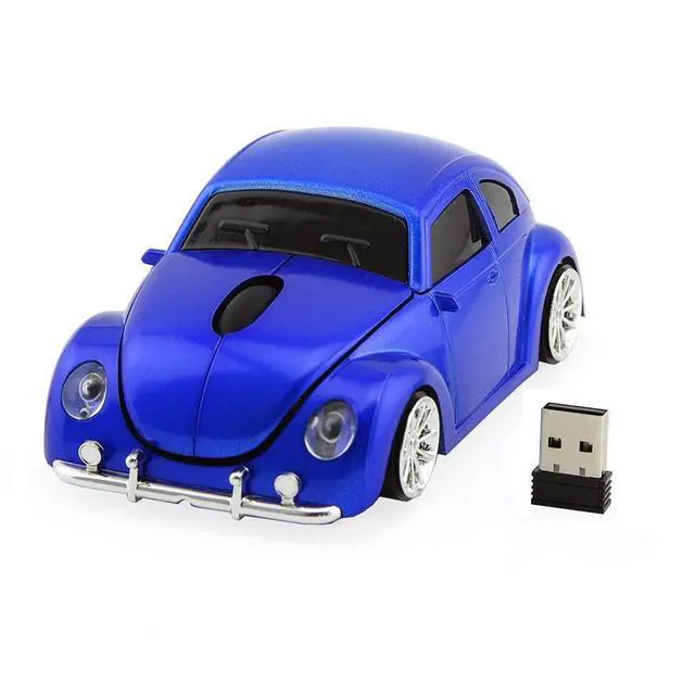 Alt view image 3 of 5 - ECOiNVA VW Beetle Wireless Sports Car Shape Mouse Mice Computer Laptop PC Optical Mouse 2.4GHz Nano USB AAA Battery Power Glossy Surface LED Light (Blue)