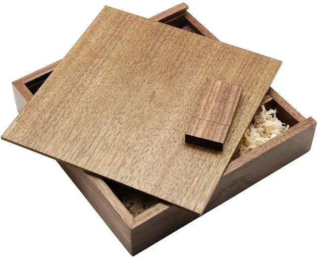 Alt view image 5 of 5 - Wood USB Flash Drive with Gift Box (6.73"x6.73"x1.38") TATMOHIK 8GB USB 3.0 Wedding USB Memory for Storing Photos Walnut Wooden Thumb Drive for Keepsakes for Wedding, Birthday, Valentines Day