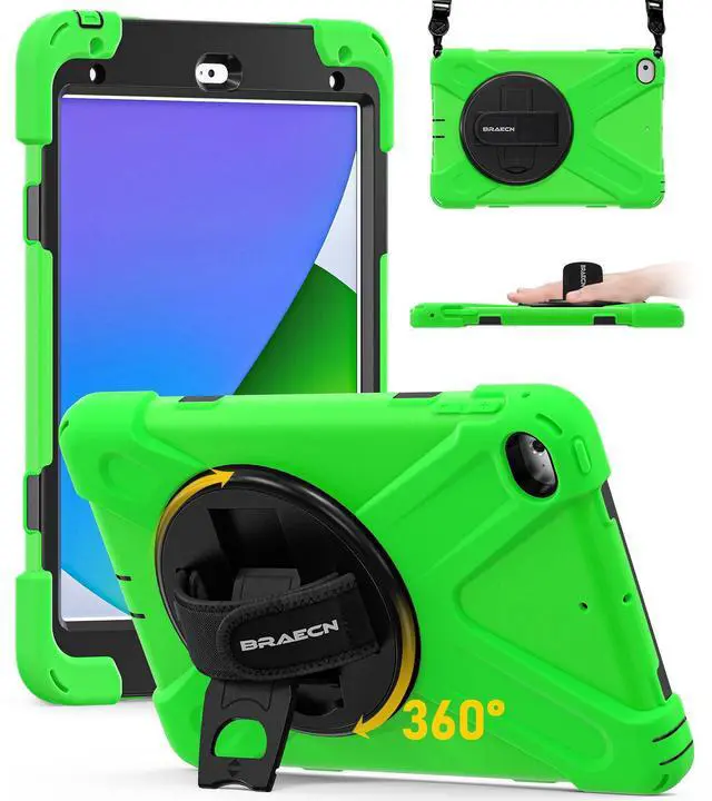 Main image of BRAECN for iPad mini 4 Case,iPad mini 5 Case,Drop Protection Rugged Protective Heavy Duty with 360 Degree Swivel Stand/Hand Strap/Shoulder Strap for iPad mini 4/5 Case(Green)