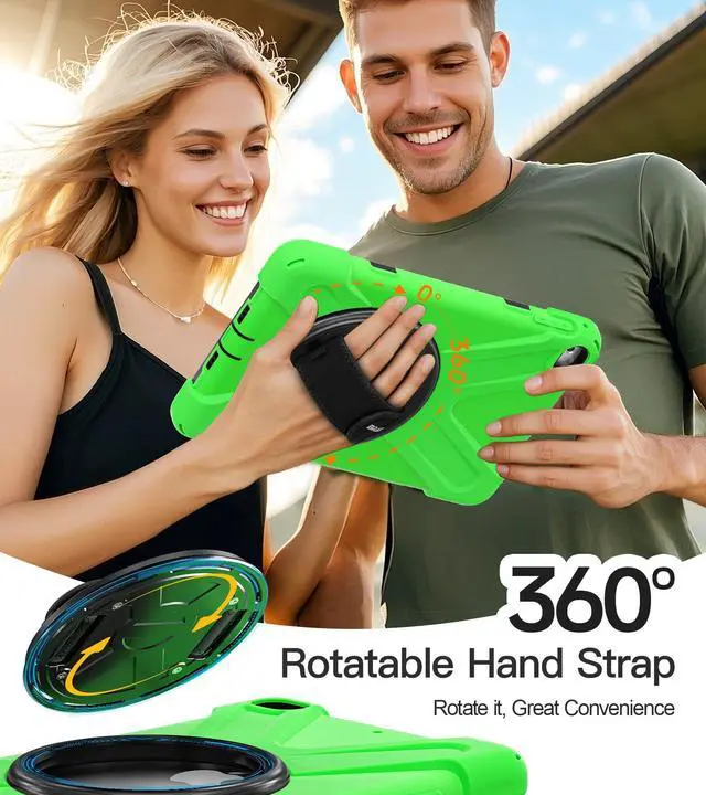 Alt view image 4 of 5 - BRAECN for iPad mini 4 Case,iPad mini 5 Case,Drop Protection Rugged Protective Heavy Duty with 360 Degree Swivel Stand/Hand Strap/Shoulder Strap for iPad mini 4/5 Case(Green)