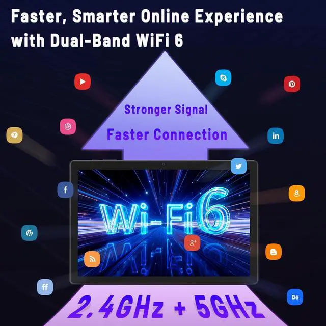 Alt view image 4 of 5 - Android Tablet, 10.1 inch Tablet with Case, Android 15 Tablets for Adults, Octa-Core, 8GB RAM 64GB ROM, 1TB Expandable, WiFi 6, GPS, Dual Camera, 5000mAh Battery  Black