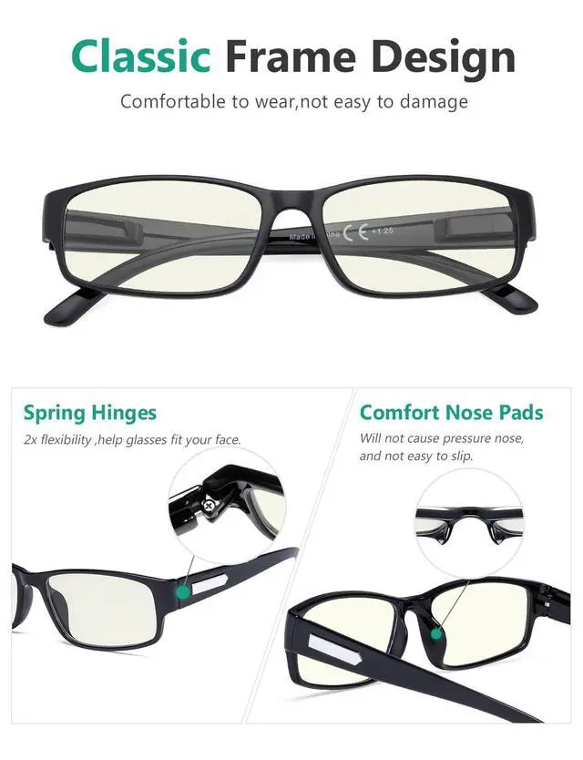 Alt view image 3 of 5 - Eyekepper 3 Pack Blue Light Filter Glasses Men - Computer Screen Reading Glasses Blocking Digital Glare +0.50
