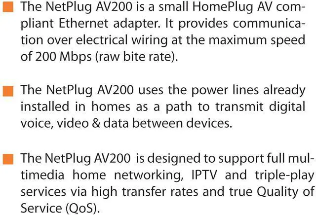 Alt view image 5 of 5 - LEA Networks NetPlugAV200 Powerline Ethernet Adapter, White, 200Mbps, HomePlug AV Compliant, Power Line Network Bridge for IPTV and Multimedia Home Networking