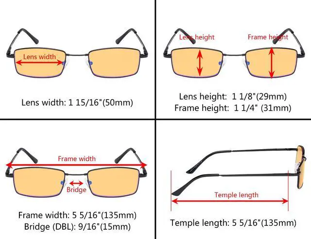 Alt view image 4 of 5 - Eyekepper 4 Pack Reading Glasses Blue Light Blocking Memory Titanium Bridge Computer Readers Amber Tinted +1.75