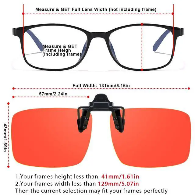 Alt view image 5 of 5 - VIEWBETTER Clip On Blue Light Blocking Glasses for Eyestrain/Light-Sensitive/Headache Flip Up Rectangle Rimless Orange Lenses