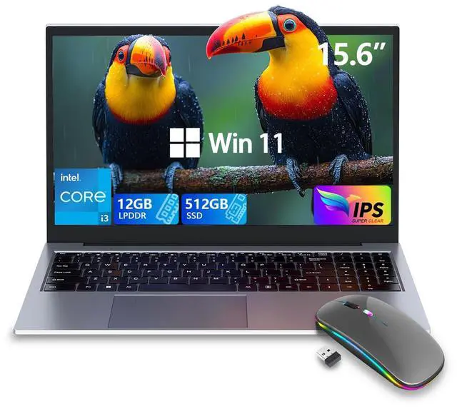 Main image of 15.6" Laptop Gaming with Backlit Keyboard - Aluminum Portable Laptop Computer, Core i3 (2C/4T, Up to 3.2GHz), 12GB DDR4 RAM + 512GB NVMe SSD, FHD IPS 180° Viewing Angle, WiFi & Bluetooth-Space Grey