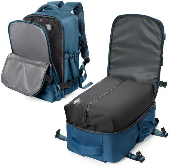 Main image of Vacuum Travel Backpack for Women, Personal Item Carry on Vacpack Backpacks Flight Approved 18x14x8 inches for Men,Laptop Waterproof Work Compression bags Casual Daypack,PeacockBlue