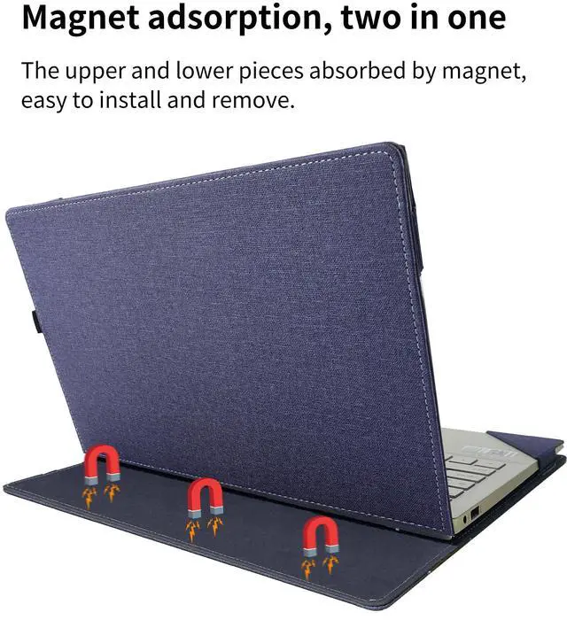 Alt view image 2 of 5 - XJchen Laptop Cover Compatible with HP Elitebook 640 840 845 1040 G9 G10 G11 ProBook 440 445 14 inch G11 ZBook Firefly 14 G9 Case Protective Skin Sleeve PU Leather Pouch (Blue)