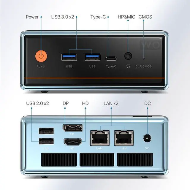 Alt view image 3 of 5 - PELADN WO4 Mini PC,Ryzen 5 5500U (6C/12T up to 4.0Ghz),16GB DDR4/512GB NVMe SSD Mini Desktop Computer,Triple-Display,WiFi6/BT5.2/DP1.4/HDMI2.0/USB3.2 Mini Computer