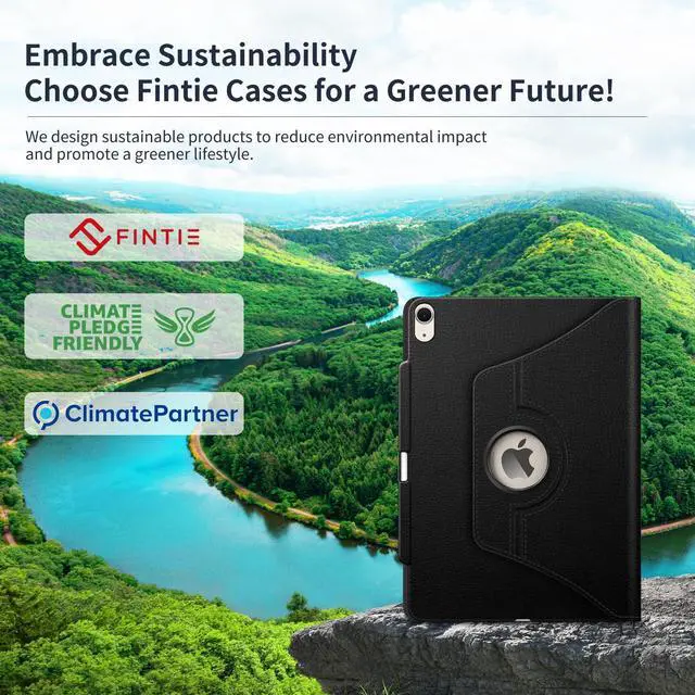 Alt view image 2 of 4 - Fintie Rotating Case for iPad Air 13-inch (M3) 2025, (M2) 2024-360 Degree Swiveling Protective Stand Cover with Pencil Holder, Auto Wake/Sleep, Black