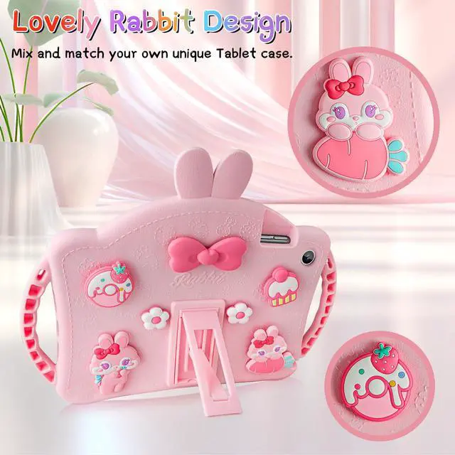 Alt view image 4 of 5 - VOFUOE for Samsung Galaxy Tab A9 Plus Case for Kids Girls with Screen Protector Shoulder Straps Handle Rabbit Soft Silicone Tablet Cover for Galaxy Tab A9 Plus 11'' 2023-Pink