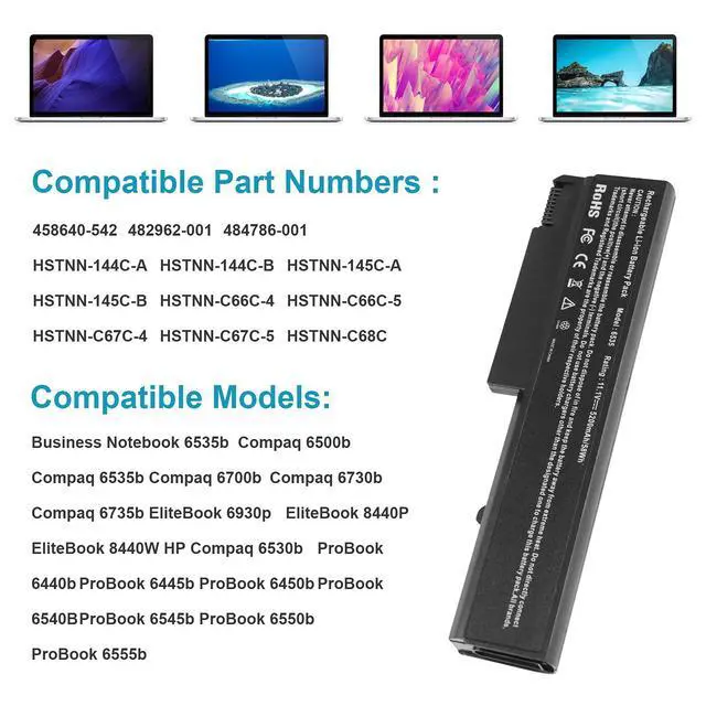 Alt view image 5 of 5 - Fancy Buying 482962-001 486296-001 HSTNN-UB69 Battery Compatible with HP EliteBook 8440P 6930P 8440W ProBook 6440B 6445B 6455B 6540B 6545B 6550B 6555B Compaq 6730B 6735B 6530B 6450B KU531AA TD06