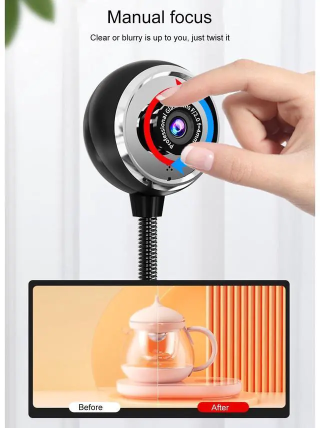 Alt view image 4 of 5 - Swokely USB Desktop Stand-Up Camera, 1080P(2K) 30hz HD Streaming Webcam with Mic, 360° Rotation Portable Camera with Wide Angle Lens Suitable for Conference/Call/Web Class/Live Streaming
