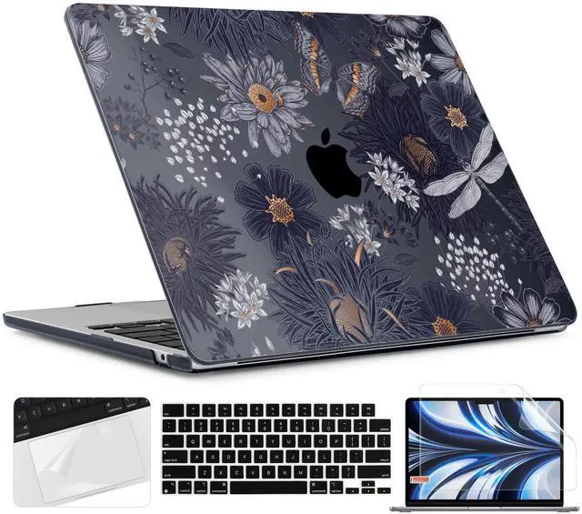 Main image of TWOLSKOO for M4 MacBook Air 13.6 inch Case 2025-2022 Release M4 A3240 M3 A3113 M2 A2681, Plastic Hard Shell & Screen Protector & Keyboard Cover & Trackpad Film, Wild Flower