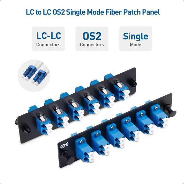 Alt view image 3 of 5 - Cable Matters 12 Fibers LC to LC OS2 Single Mode Fiber Patch Panel with 6 x LCLC UPC Duplex Fiber Optic Adapters - LGX Compatible