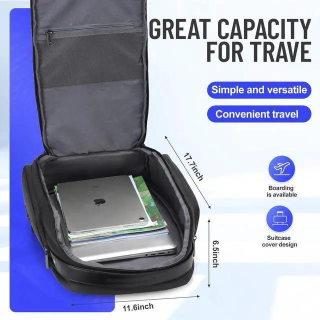 Alt view image 2 of 5 - JD JODEBES 40L Business Travel Backpack for men with password lock, Expandable Water Resistant 17 Inch Laptop Backpack with USB Port, Black Computer Backpack for College/Work