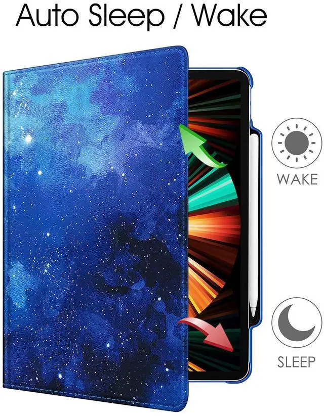 Alt view image 3 of 5 - Fintie Rotating Case for iPad Pro 12.9-inch 6th Generation 2022-360 Degree Swiveling Protective Cover with Pencil Holder, Auto Sleep/Wake, Also Fit iPad Pro 12.9" 5th/4th/3rd Gen, Starry Sky