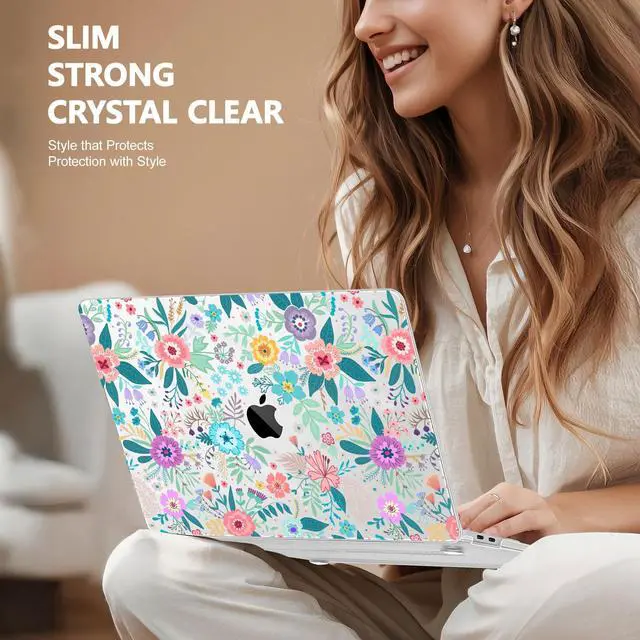 Alt view image 4 of 5 - May Chen Compatible with MacBook Air 13 inch Release 2021 2020 2019 2018 (Models: M1 A2337/A2179/A1932), Plastic Hard Shell Case for MacBook Air 13 with Retina Display & Touch ID, Colorful Flower