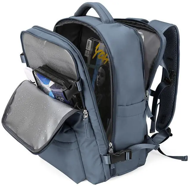 Main image of Large Travel Backpack Women, Carry On Backpack,Hiking Backpack Waterproof Outdoor Sports Rucksack Casual Daypack with USB Charging Port Shoes Compartment, Jewel Blue
