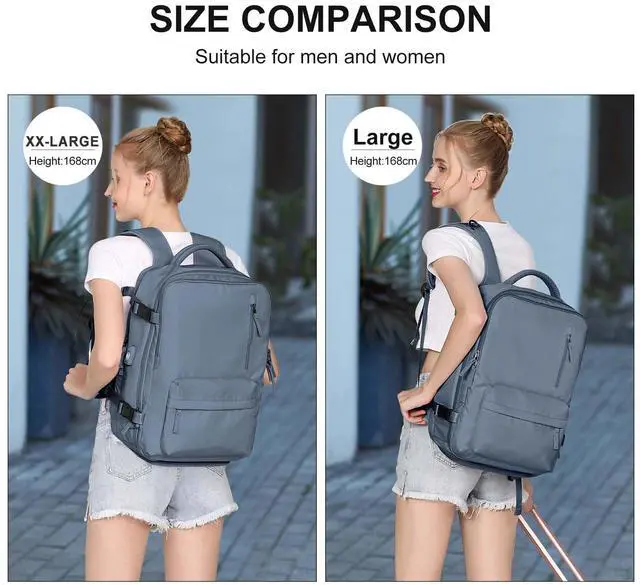 Alt view image 5 of 5 - Large Travel Backpack Women, Carry On Backpack,Hiking Backpack Waterproof Outdoor Sports Rucksack Casual Daypack with USB Charging Port Shoes Compartment, Jewel Blue