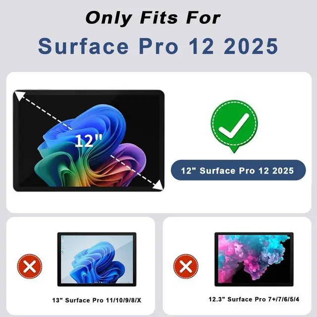 Alt view image 2 of 5 - Rantice Case for Microsoft Surface Pro 12 Inch (2025), Heavy Rugged Shockproof Drop Protection Case with 360 Rotating Stand & Hand Strap & Shoulder Strap, Compatible with Type Cover Keyboard (Black)