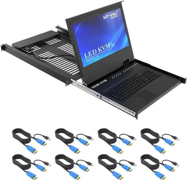 Alt view image 2 of 5 - 1pcs 8 Port HDMI LCD KVM Switch+1pcs 10ft HDMI KVM Cable